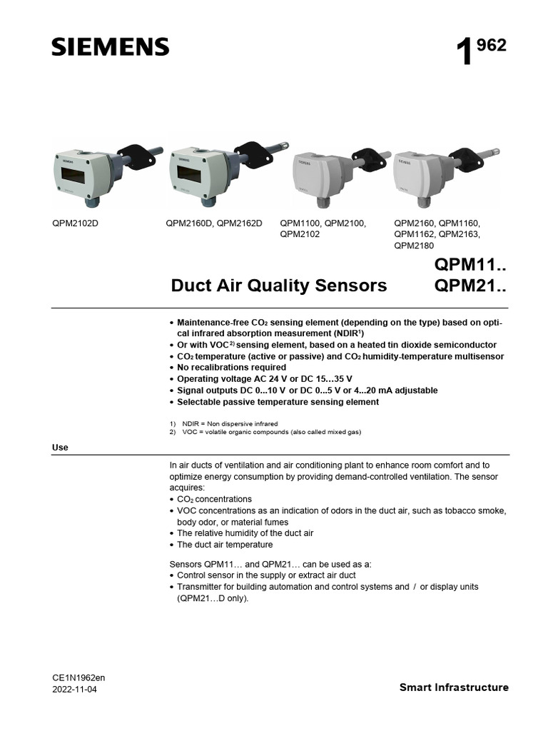Duct Air Quality Sensors Overview | PDF | Carbon Dioxide | Volatile ...