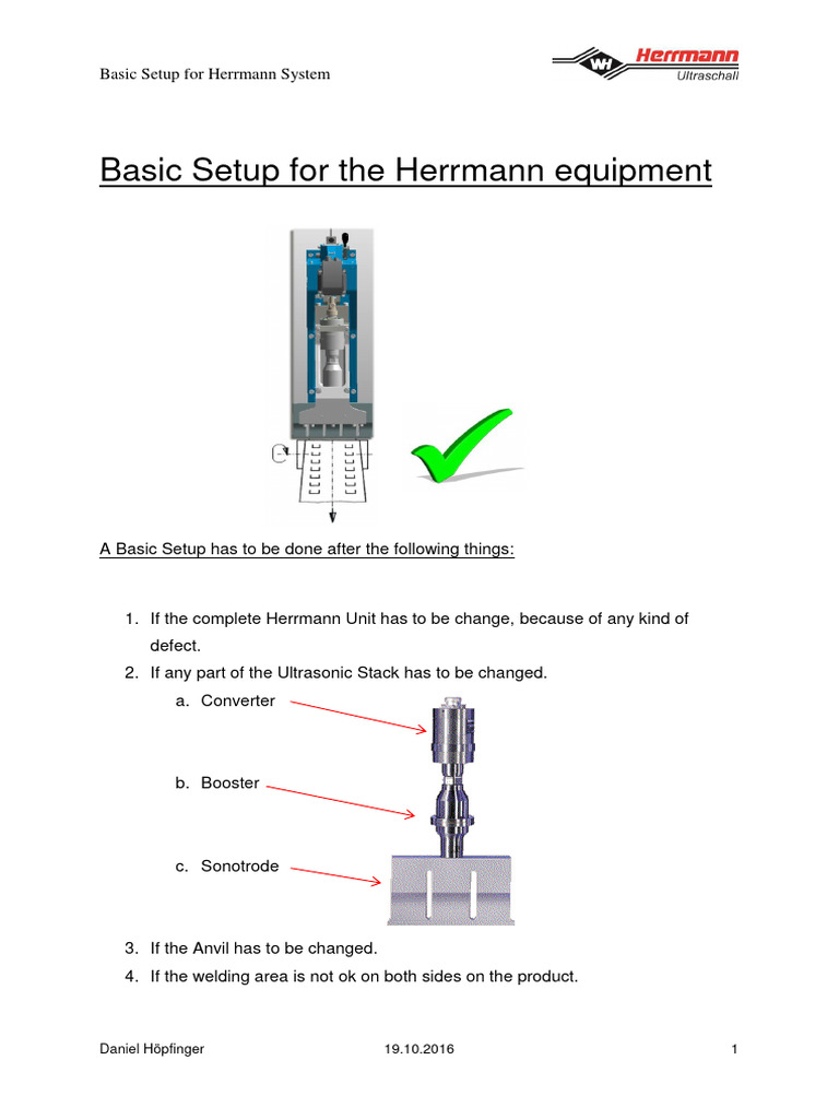 Herrmann Ultrasonic Welder Setup Guide | PDF | Mechanical Engineering ...