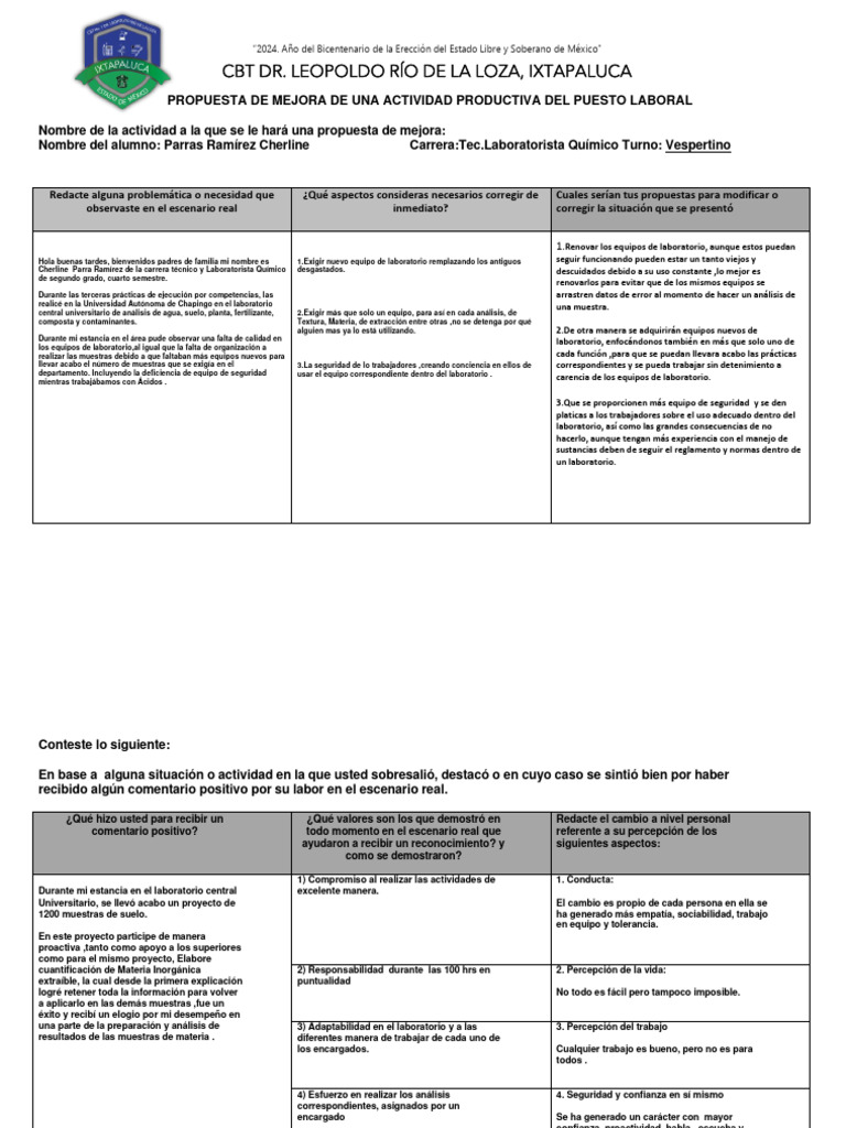 Formato para Propuesta de Mejora | PDF | Laboratorios