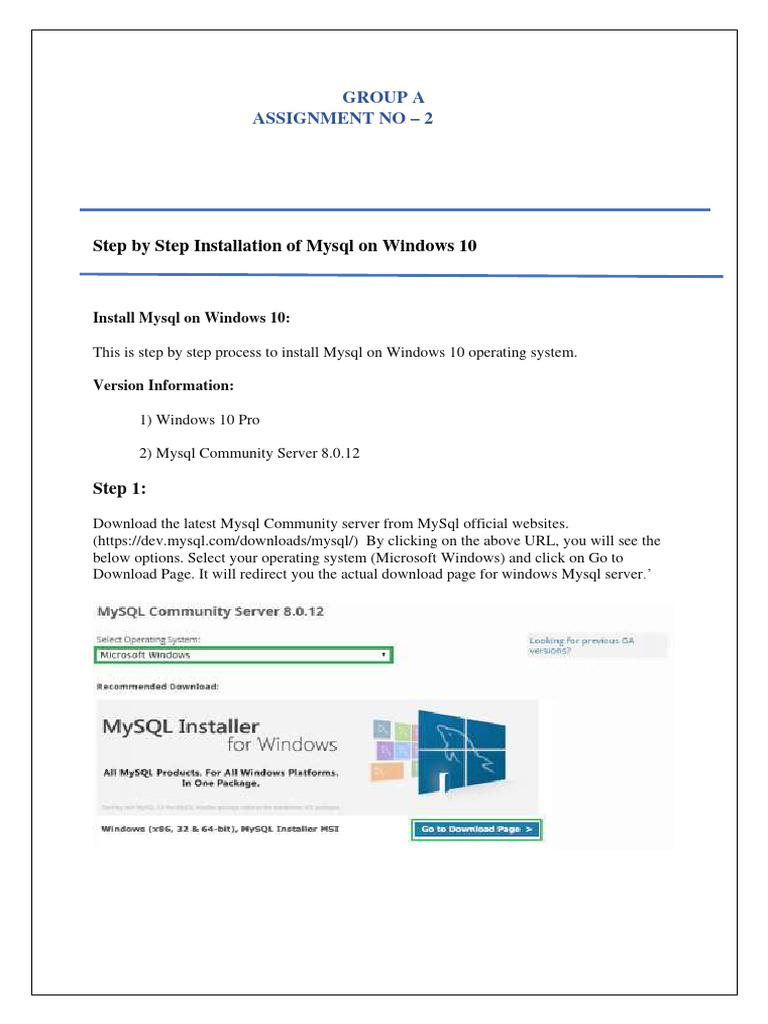 Install MySQL on Windows 10 Guide | PDF | Windows 10 | My Sql