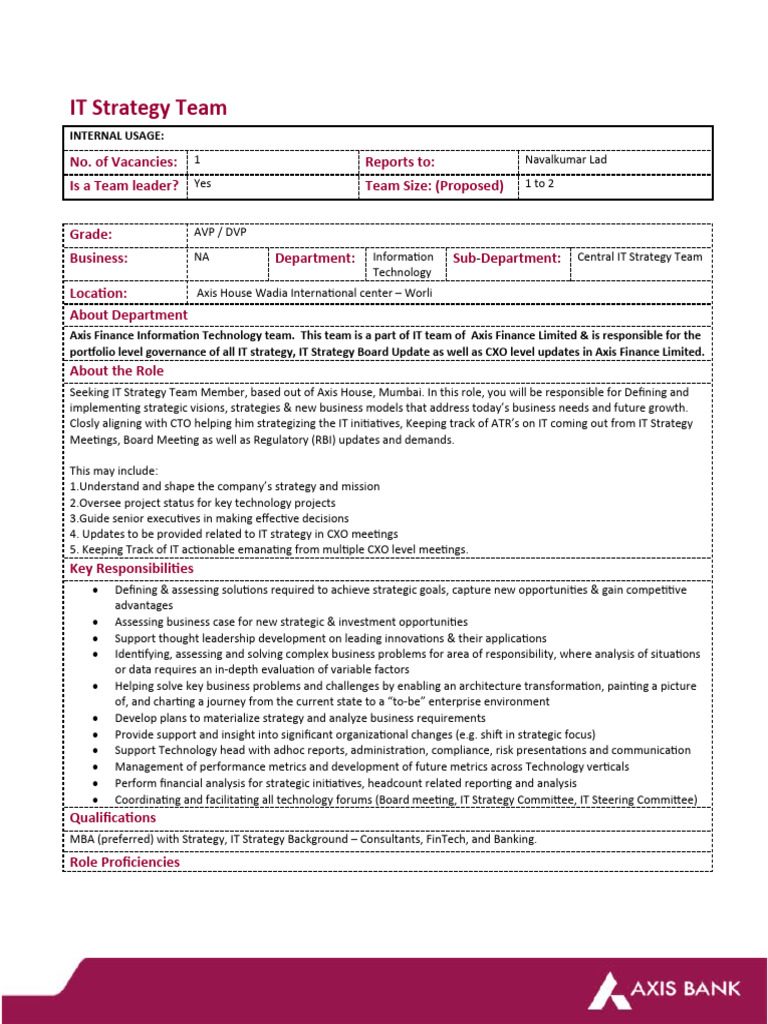 IT Strategy Team Profile | PDF | Strategic Management | Leadership