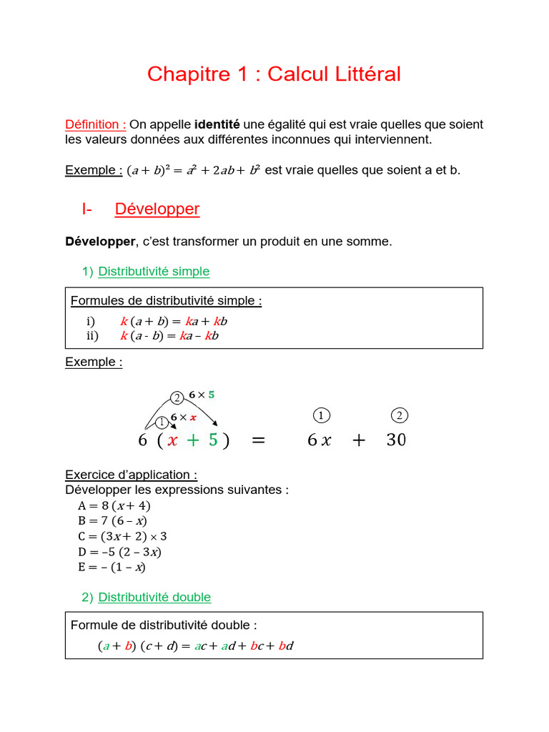 Distributivité et Factorisation en Mathématiques | PDF | Mathématiques ...