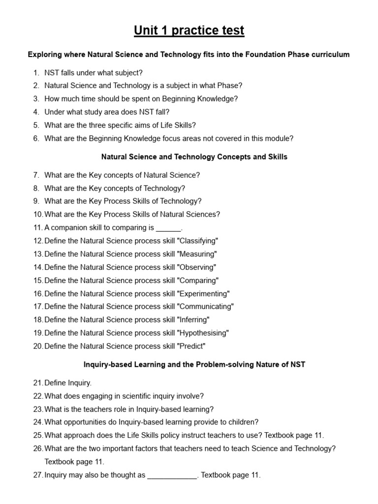 NST Curriculum Practice Test Guide | PDF | Inquiry Based Learning | Science