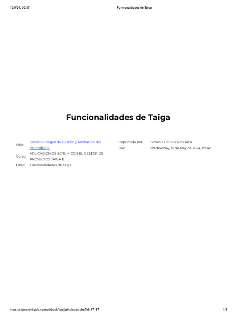 Funcionalidades de Taiga - UNIDAD II | PDF | Scrum (desarrollo de ...
