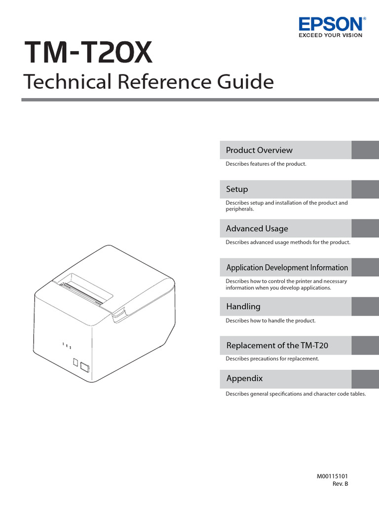 Epson TM-T20X Technical Manual | PDF | Usb | Printer (Computing)