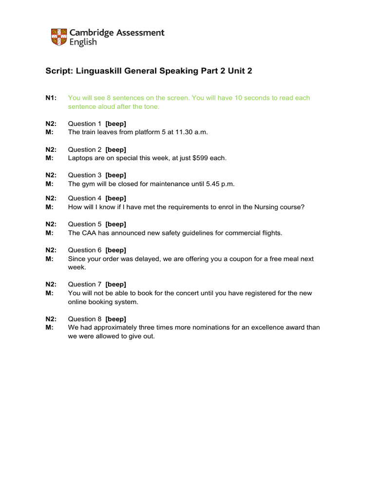 Parte 2 Linguaskill Speaking Pdf