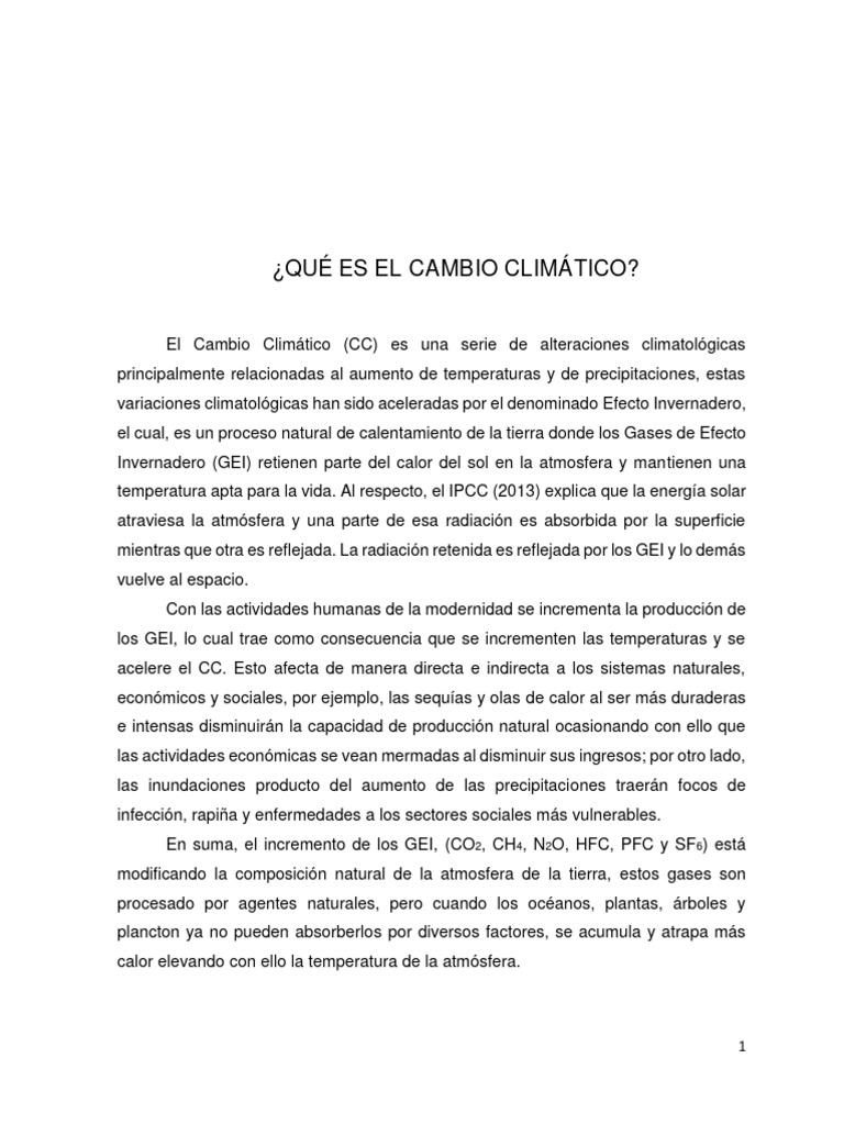 Impacto del Cambio Climático Global | PDF | Gases de efecto invernadero ...