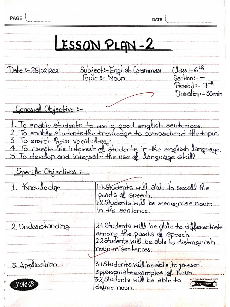 Lesson Plan On Noun | PDF