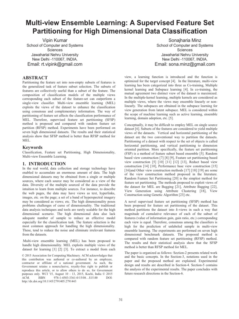 High Dimensional Data Classification | PDF