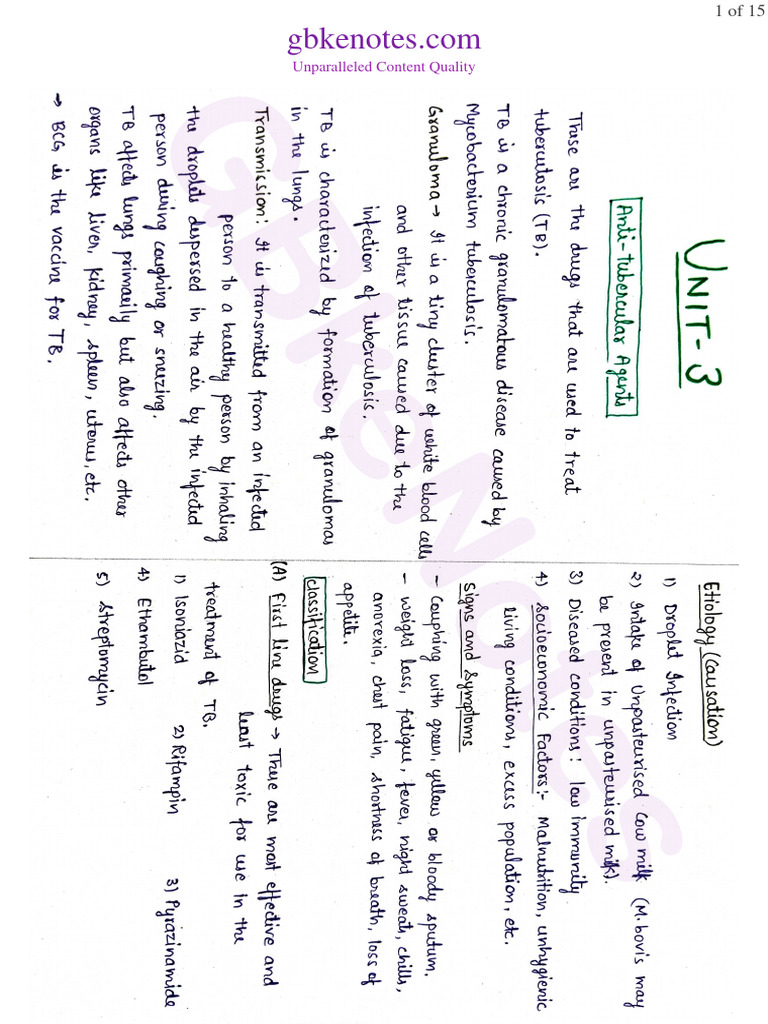 Unit 3 Pharmacology 3 B Pharmacy 6th Semester Gbkenotes Pdf