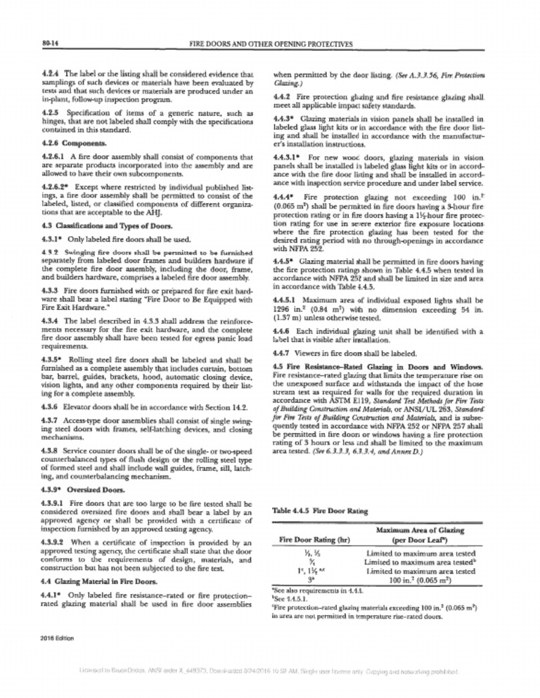 NFPA 80 2016 4.4 Glazing | PDF