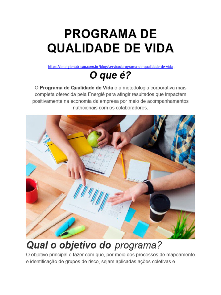 Programa de Qualidade de Vida Corporativa | PDF | Economia | Vida