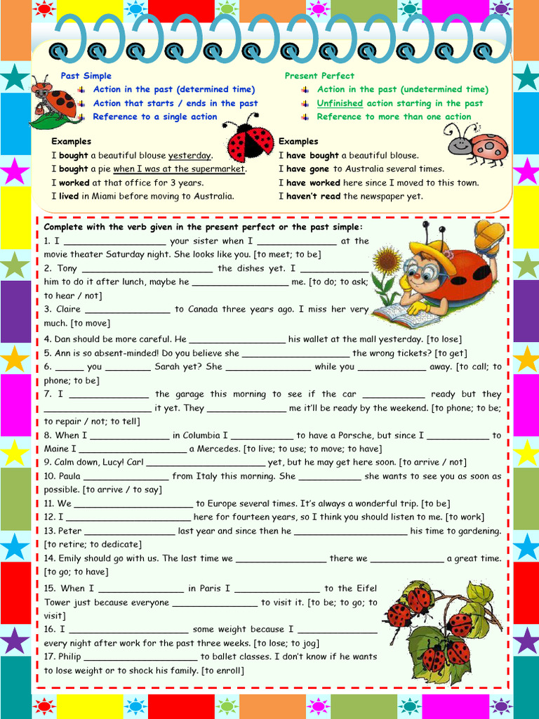 PAST SIMPLE VS PRESENT PERFECT ESL PDF visual data 3