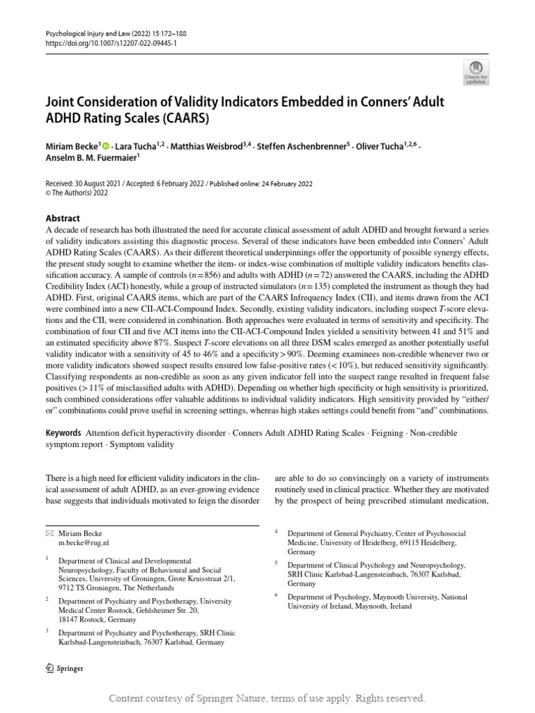 Joint Consideration of Validity Indicators Embedde | PDF | Attention ...