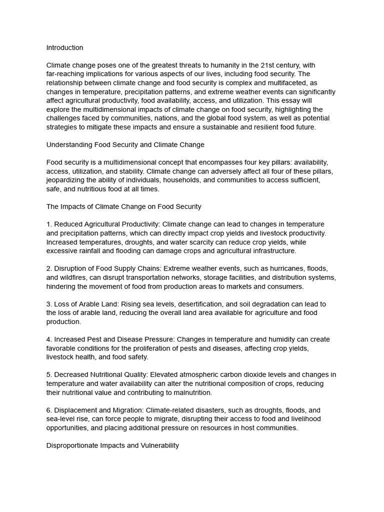 Climate Change and Food Security Impact | PDF | Food Security | Climate ...