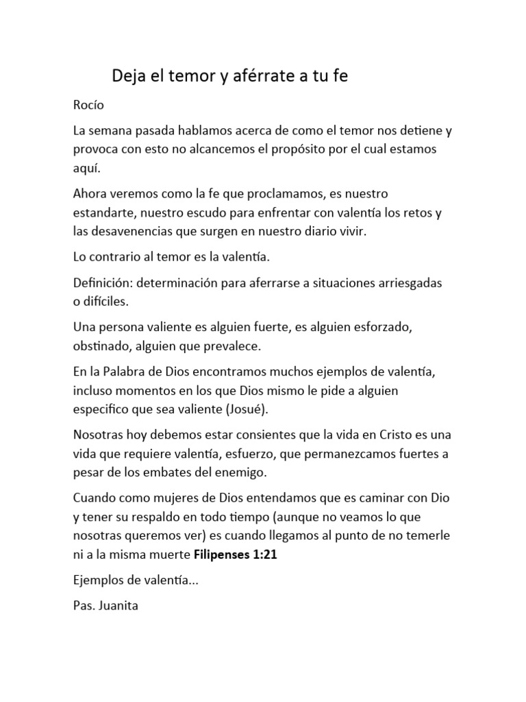 Deja El Temor y Aférrate A Tu Fe | PDF | Dios | Creencia religiosa y ...