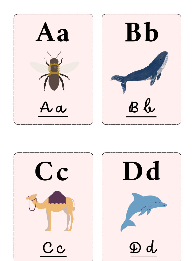 Tarjetas Educativas de Abecedario de Animales Ilustrado Colorido ...