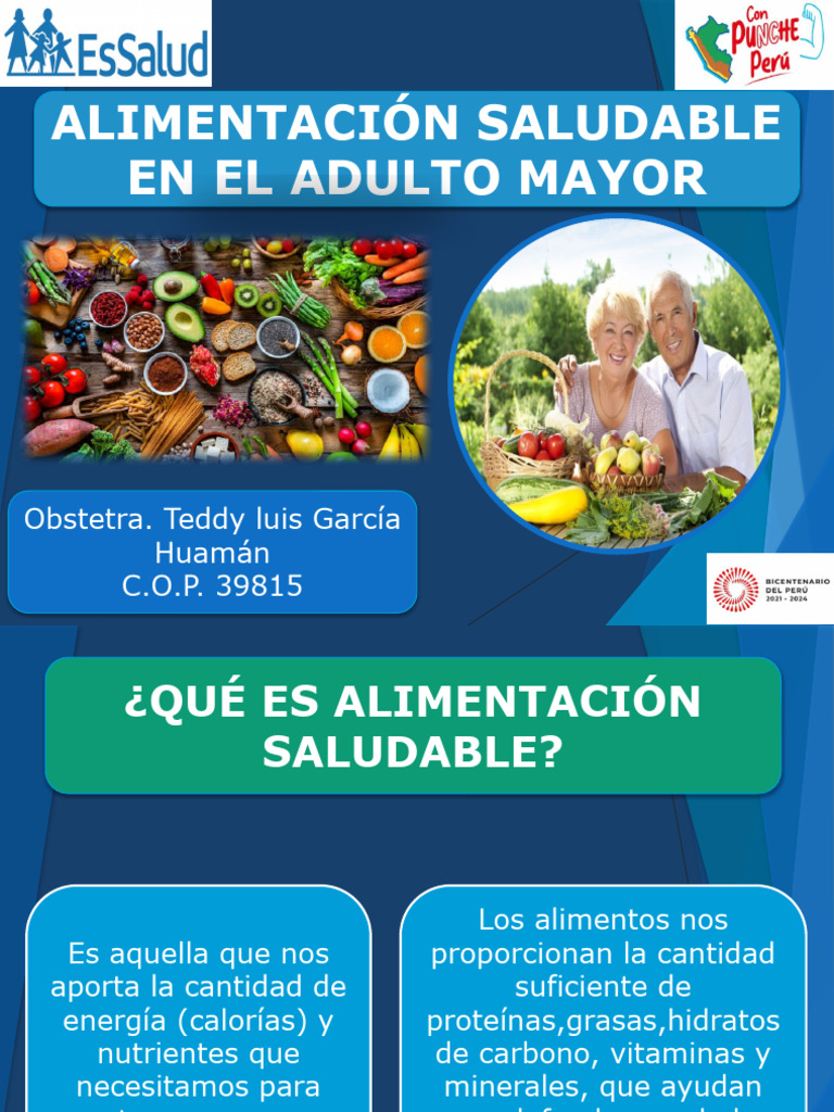 Alimentación Saludable en Adultos Mayores | PDF | Alimentos | Deshidración