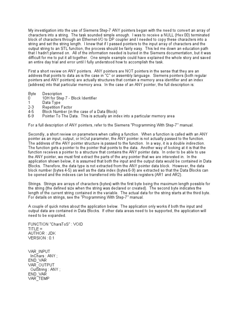 Siemens Any Pointers Pdf Pointer Computer Programming String