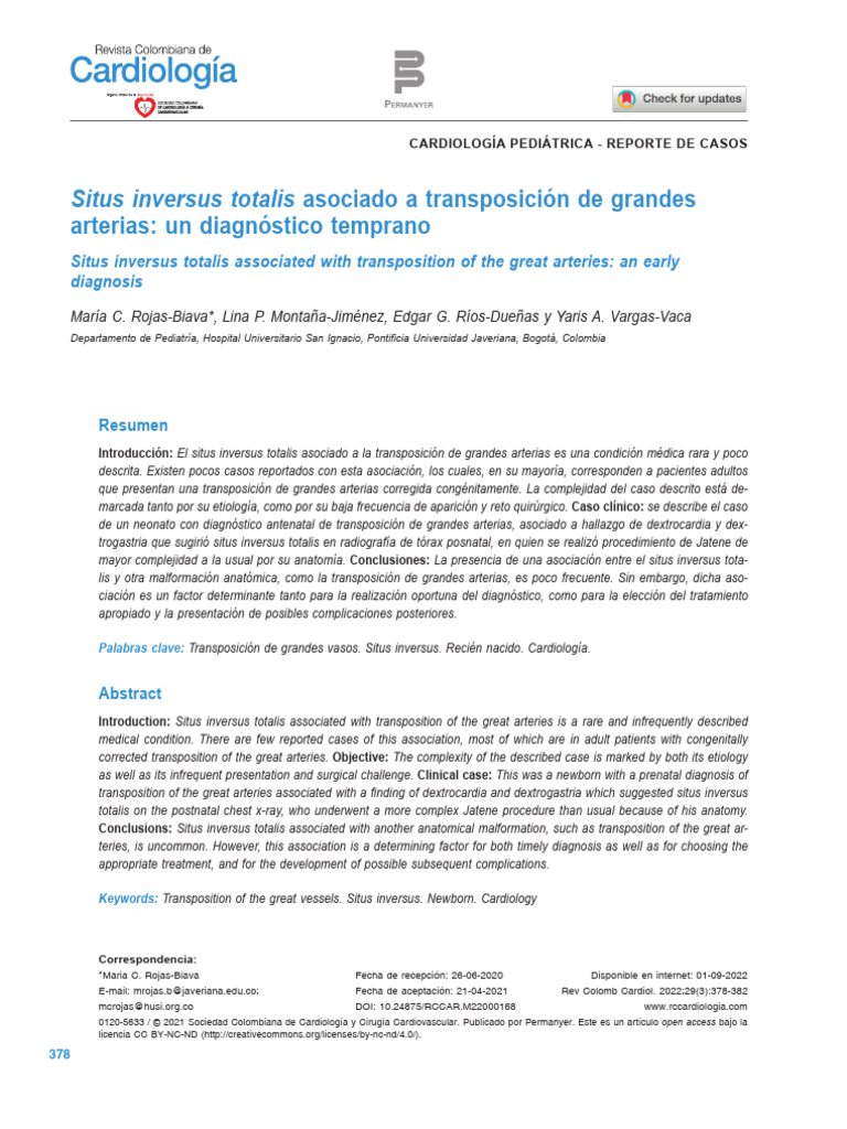 Situs Inversus y Transposición Arterial | PDF | Corazón | Cardiología