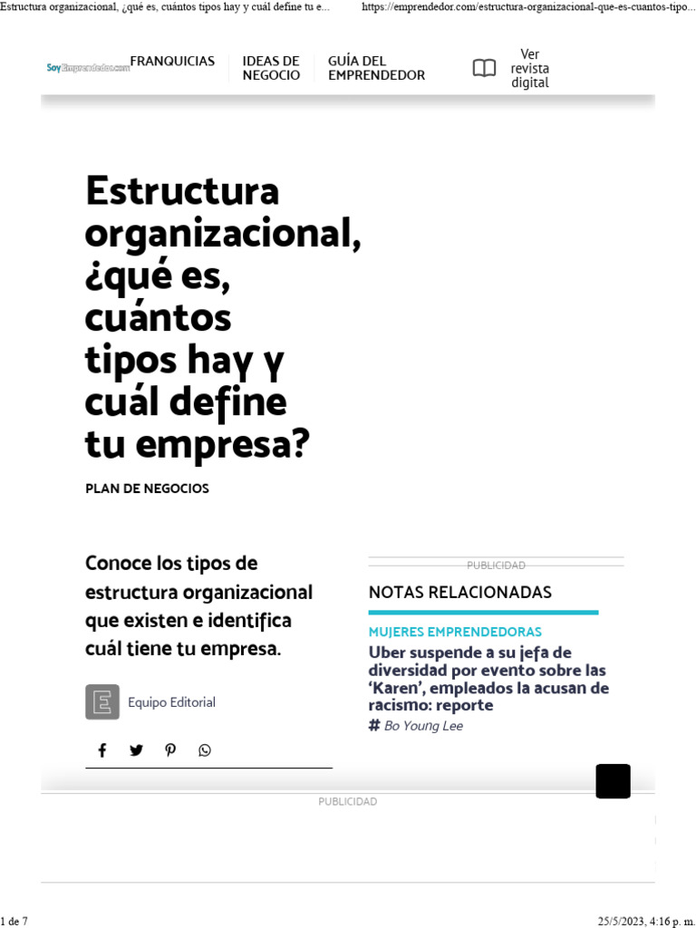 Tipos de Estructura Organizacional | PDF | Iniciativa empresarial ...