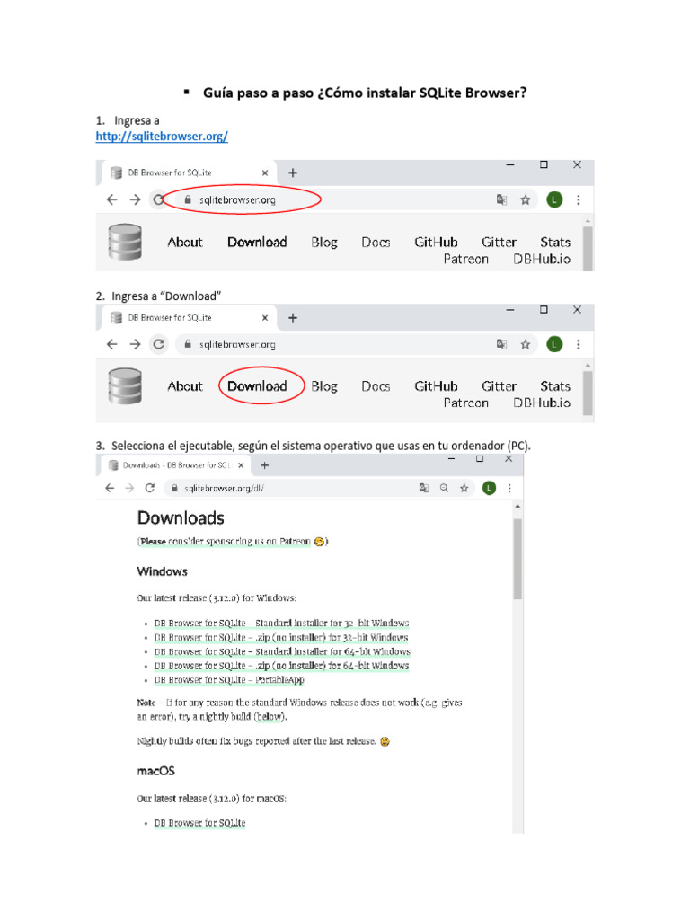 Guía Paso A Paso Instalar SQLite Browser | PDF