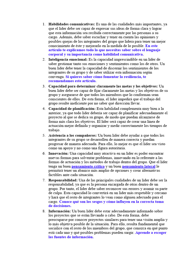 Habilidades Clave para un Buen Líder | PDF | Las emociones | Pensamiento