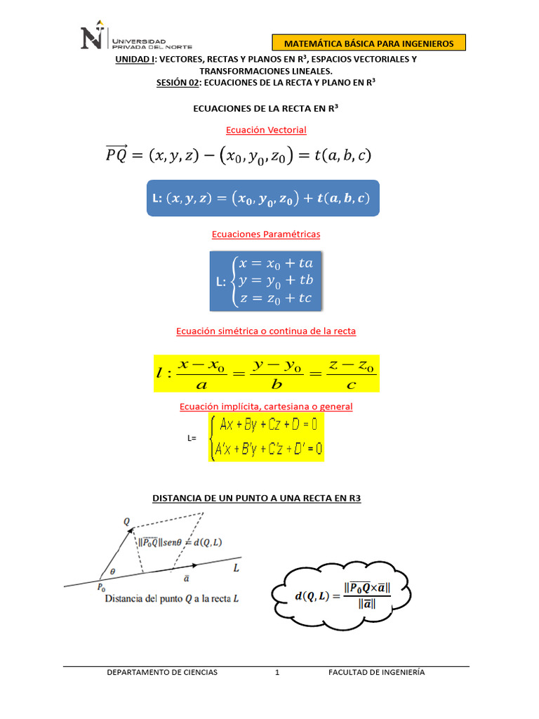 HT - 02 - Matba - Ing - Ecuaciones de La Recta y Plano en r3 | PDF ...