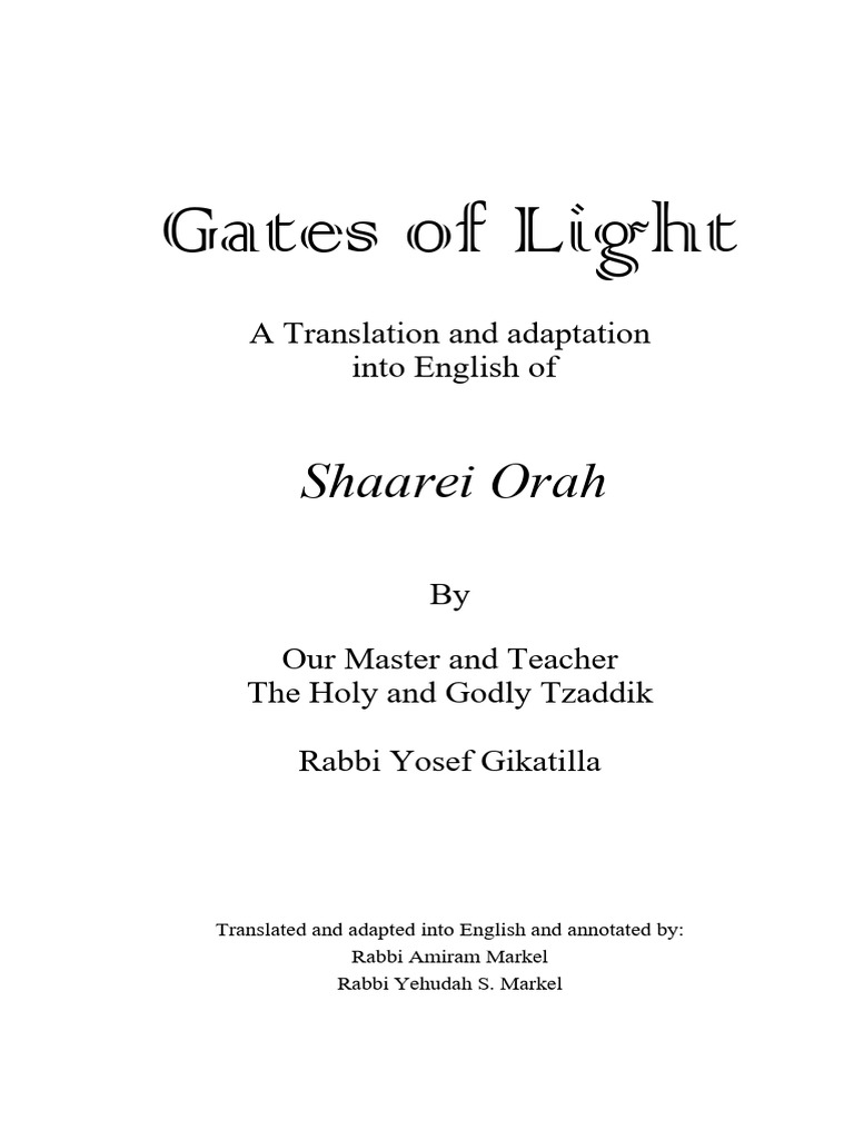 Gates of Light: Shaarei Orah Translation | PDF | Names Of God In Judaism | Mitzvah
