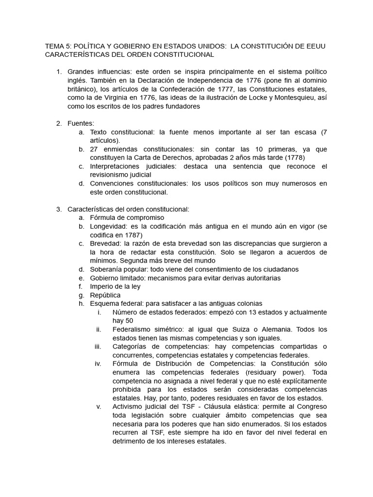Constitución de EE.UU.: Claves y Estructura | PDF | Constitución ...