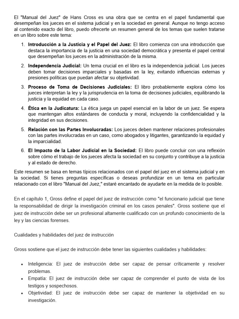 Ensayo Libro El Manual Del Juez Hans Cross Pdf Crímenes Crimen Y