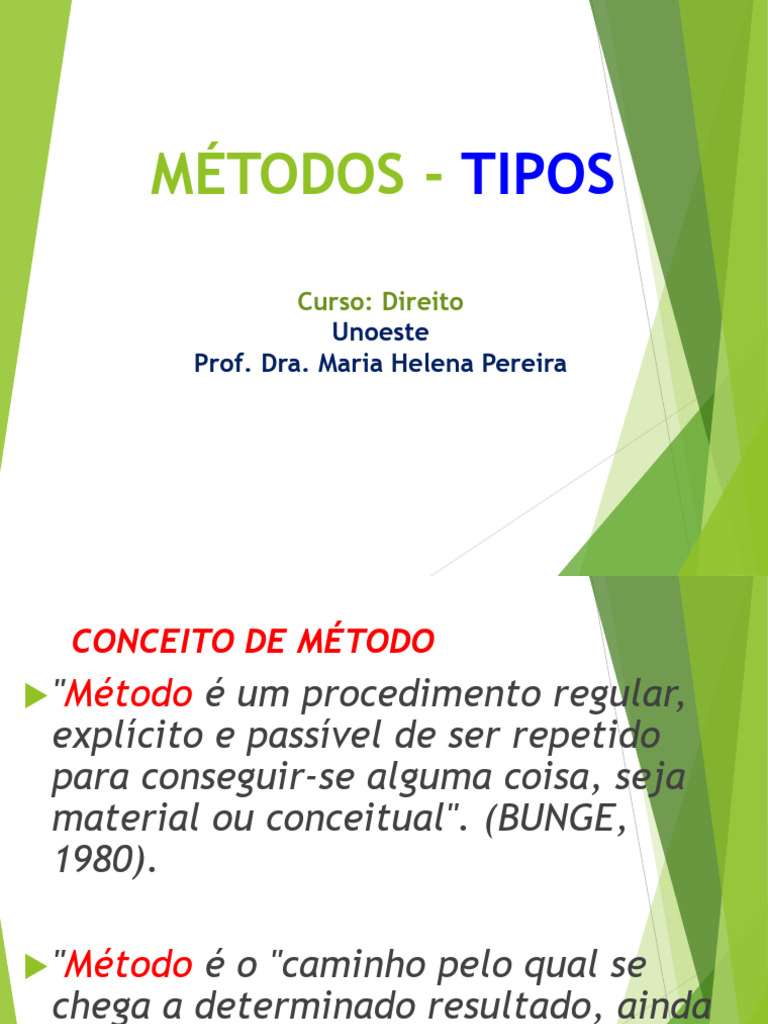 METODOS Conceitos e Tipos de Métodos - RESUMO | PDF | Método científico ...