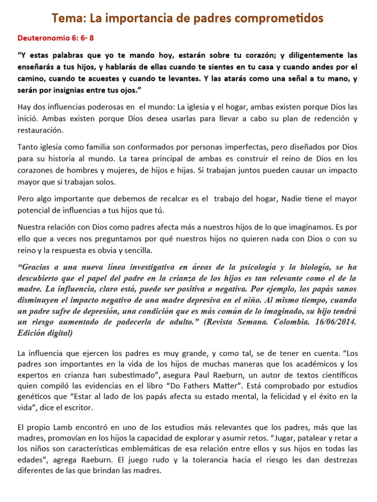 La Importancia de Los Padres Comprometidos | PDF | Amor | Depresión ...