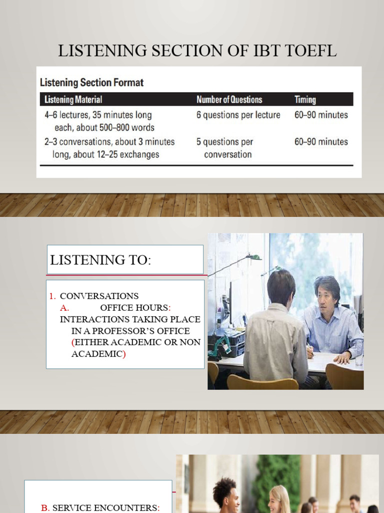 TOEFL iBT Listening Section Guide | PDF | Lecture | Conversation