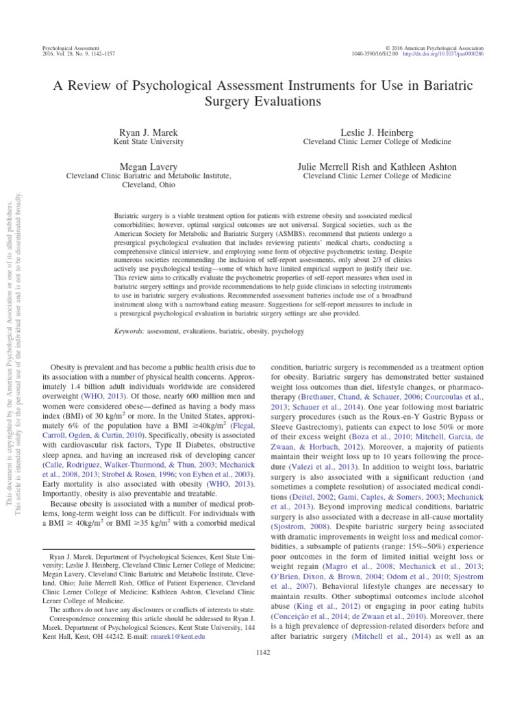 Psychological Assessment Instruments List