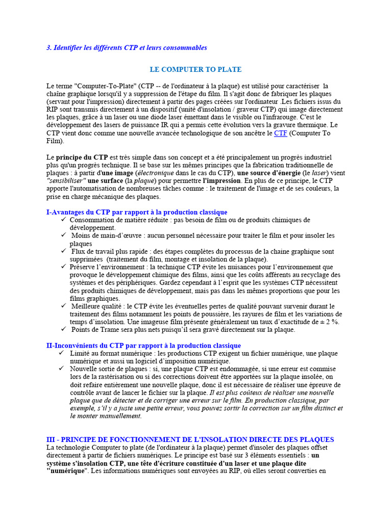 Comprendre le CTP en impression | PDF | Laser | Impression