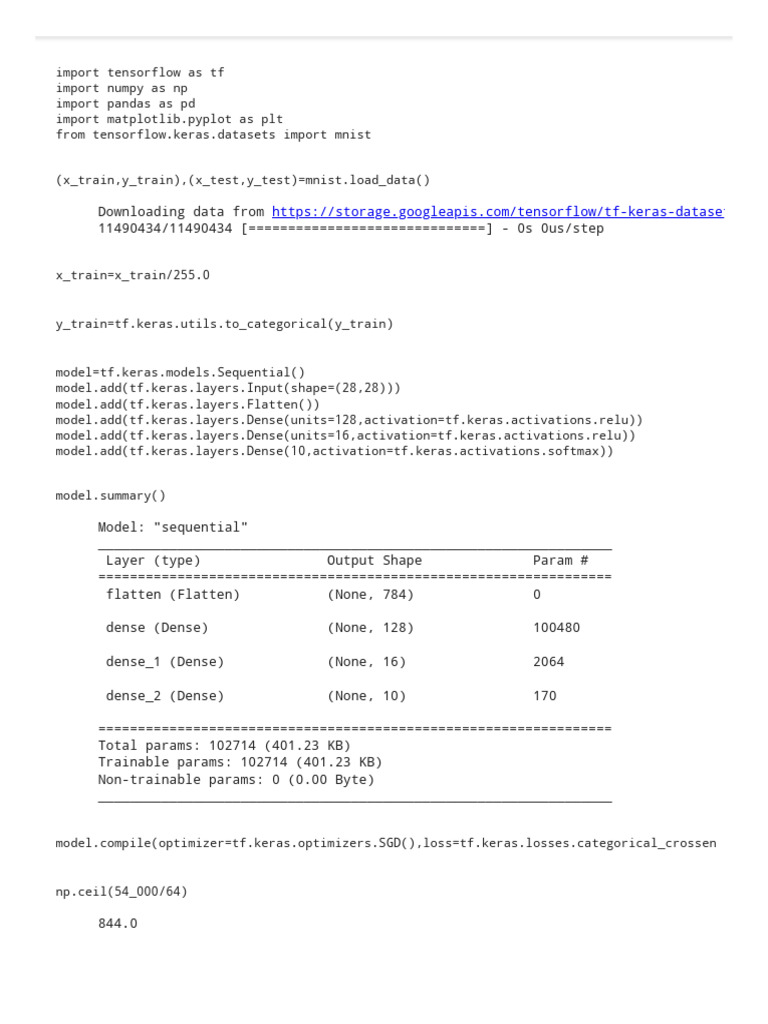 MNIST Model Training in Colab | PDF | Machine Learning | Artificial ...