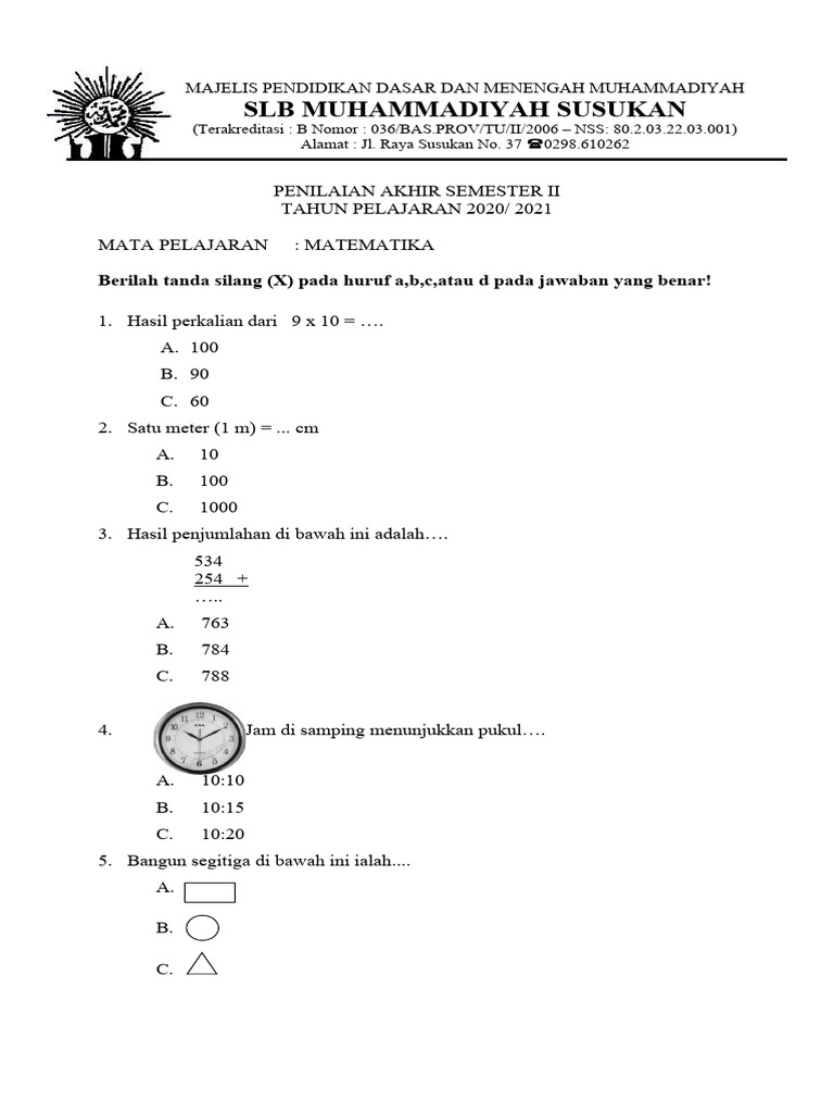 Latihan Soal Matematika Pdf
