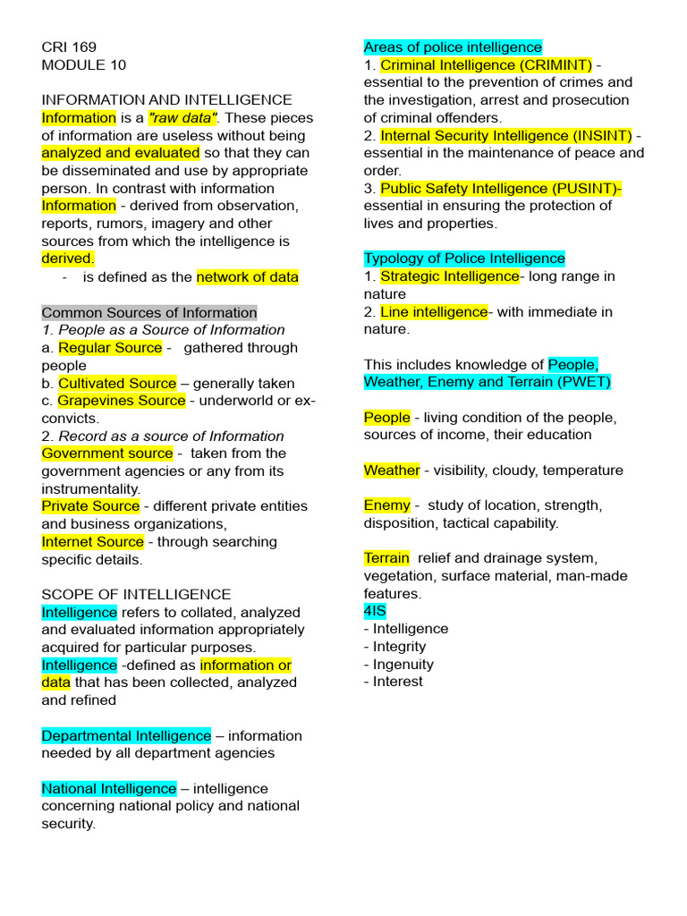 Overview of Police Intelligence Types | PDF | Surveillance | Military ...