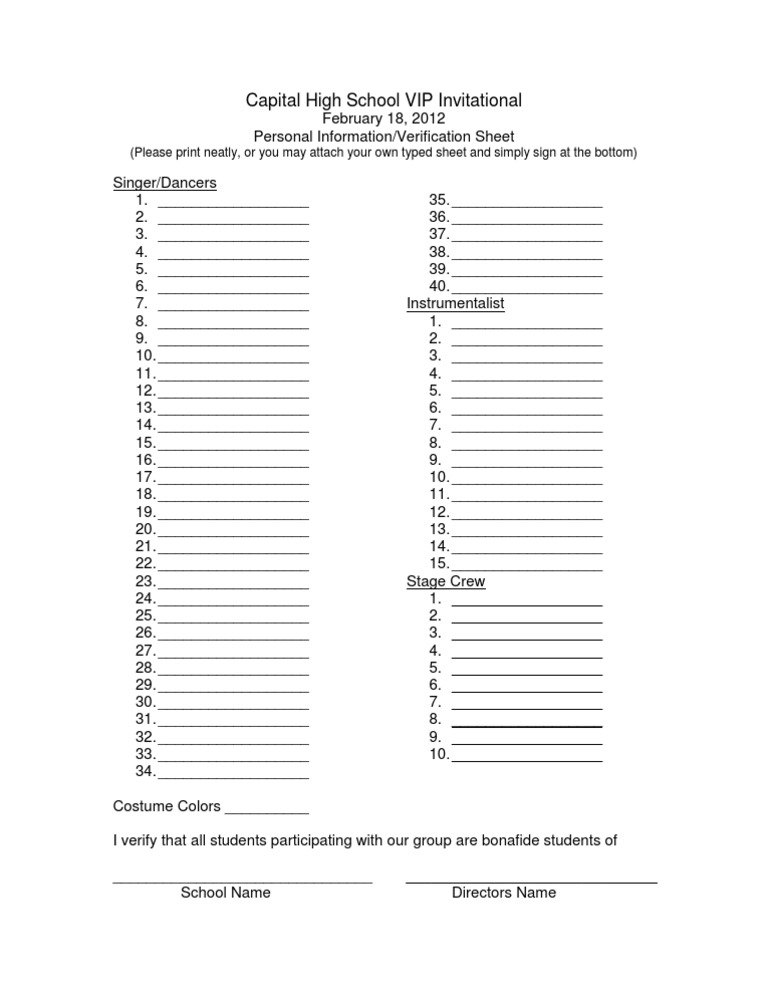Capital High School VIP Event Form | PDF | Leisure