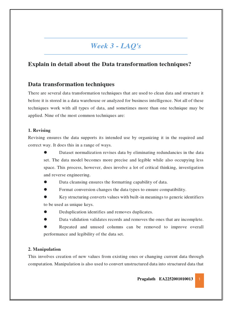 Data Transformation Techniques in Mining | PDF | Data | Applied Mathematics