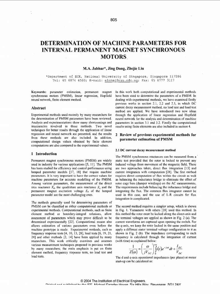 PMSM Parameter Estimation Techniques | PDF | Mean Squared Error ...