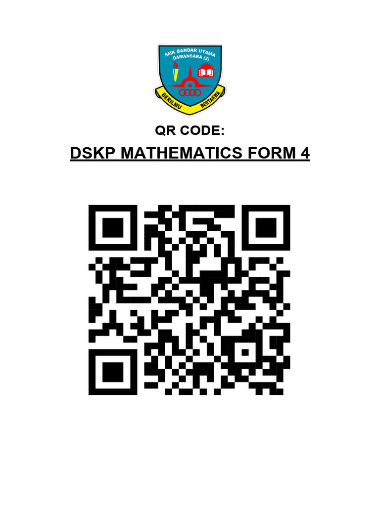 Or code dskp kssm mathematics form 4 pdf