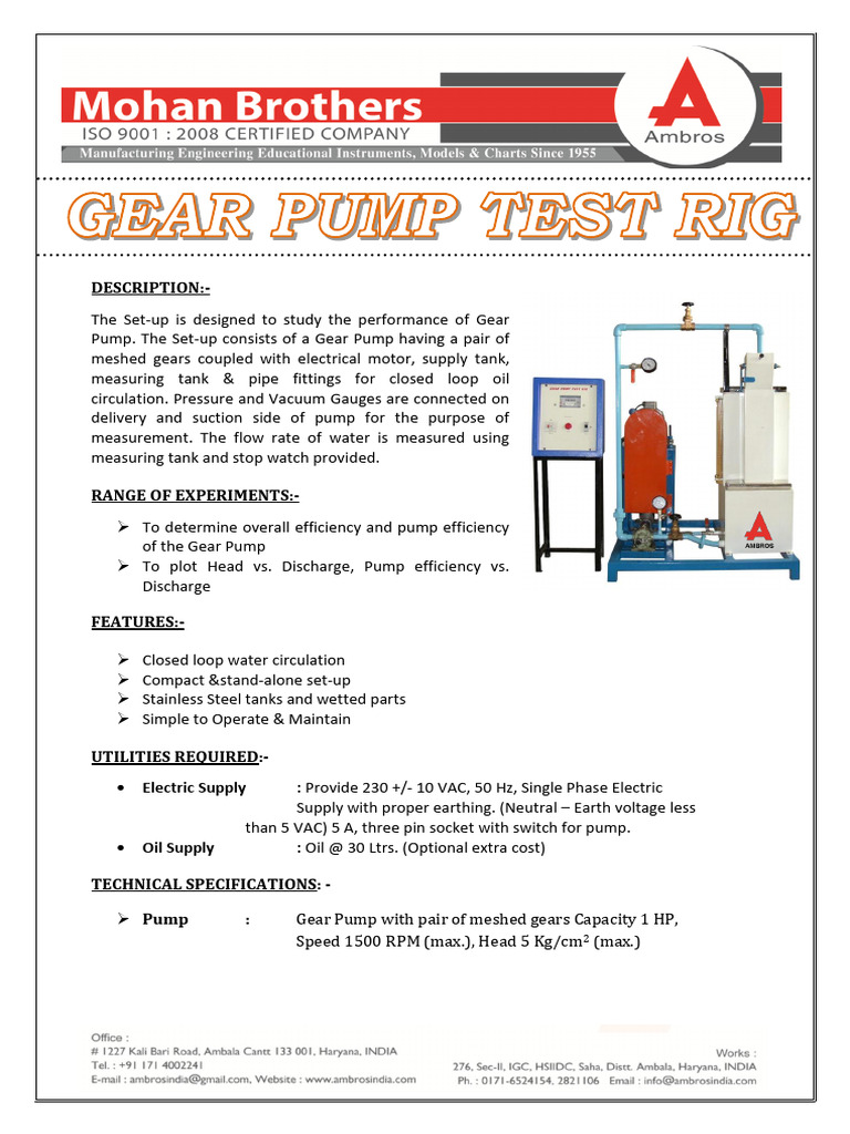 Gear Pump Test Rig PDF