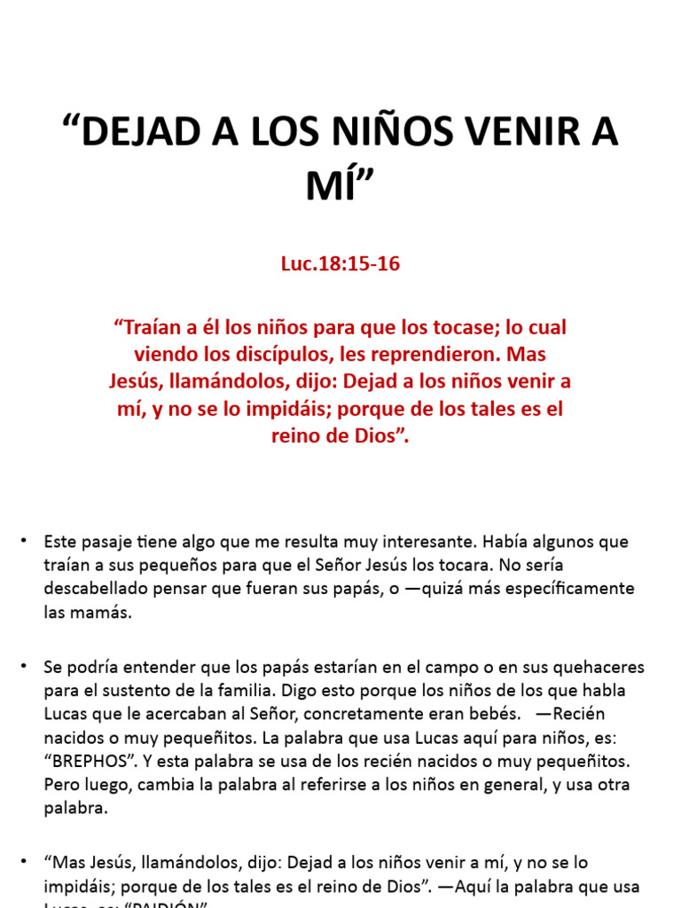 DEJAD A LOS NIÑOS VENIR A MÍ | PDF | Oración | Gran comisión