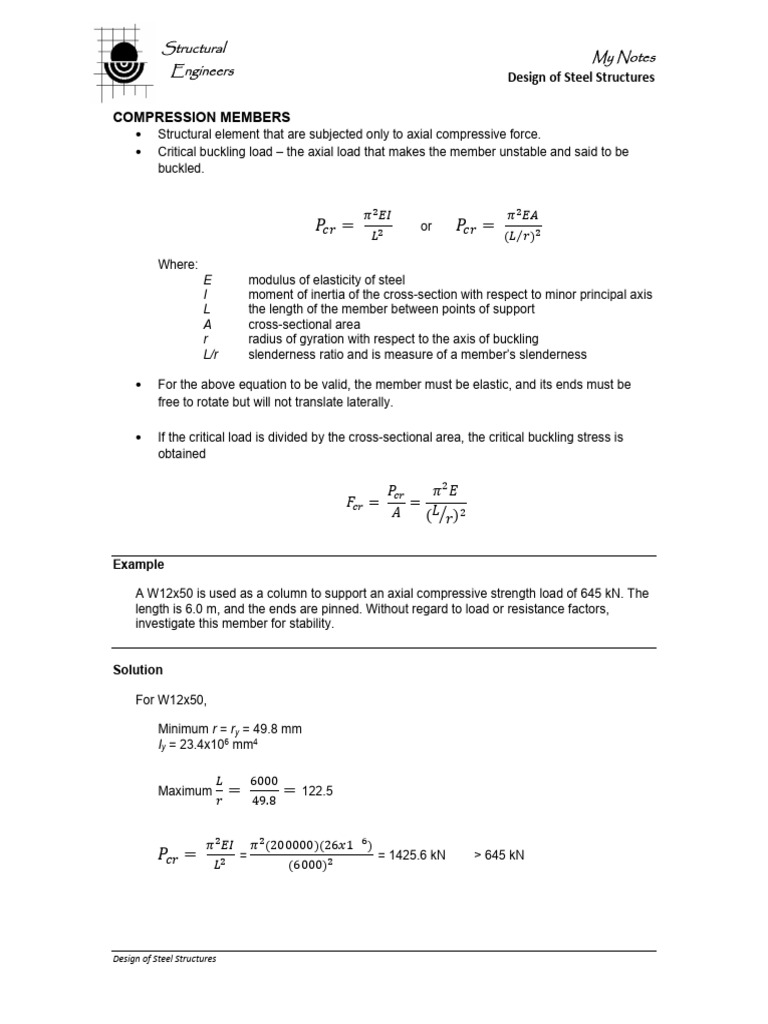 PSD CompressionMembers P2 R1 | PDF | Buckling | Strength Of Materials