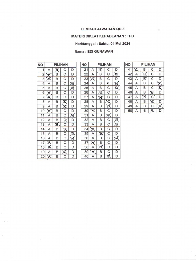 Lembar Jawaban TPB | PDF