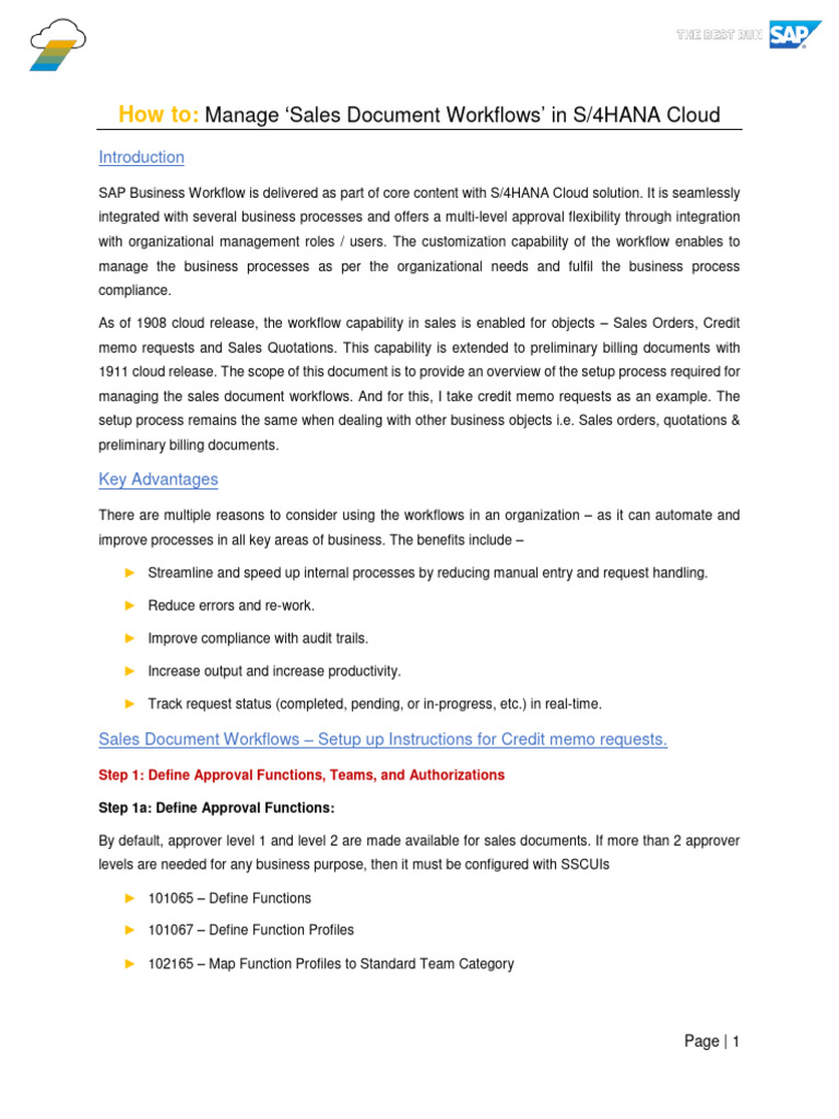Managing Sales Document Workflows in S/4HANA | PDF | Business Process ...