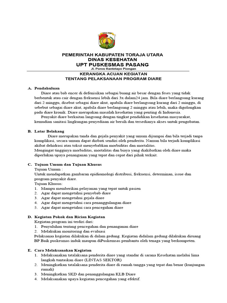 Program Penanganan Diare di Toraja Utara | PDF | Pengembangan Diri ...