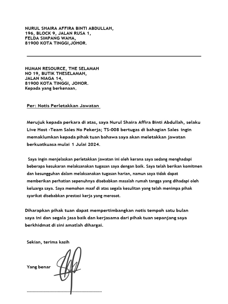 Surat Resign-2 | PDF